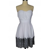 Coming Up Roses White and Black Chiffon Designer Dress by Minuet